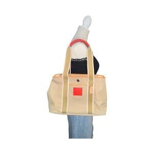 Vintage 2005 Coach Hamptons Weekend Canvas Tote Beige Orange Red